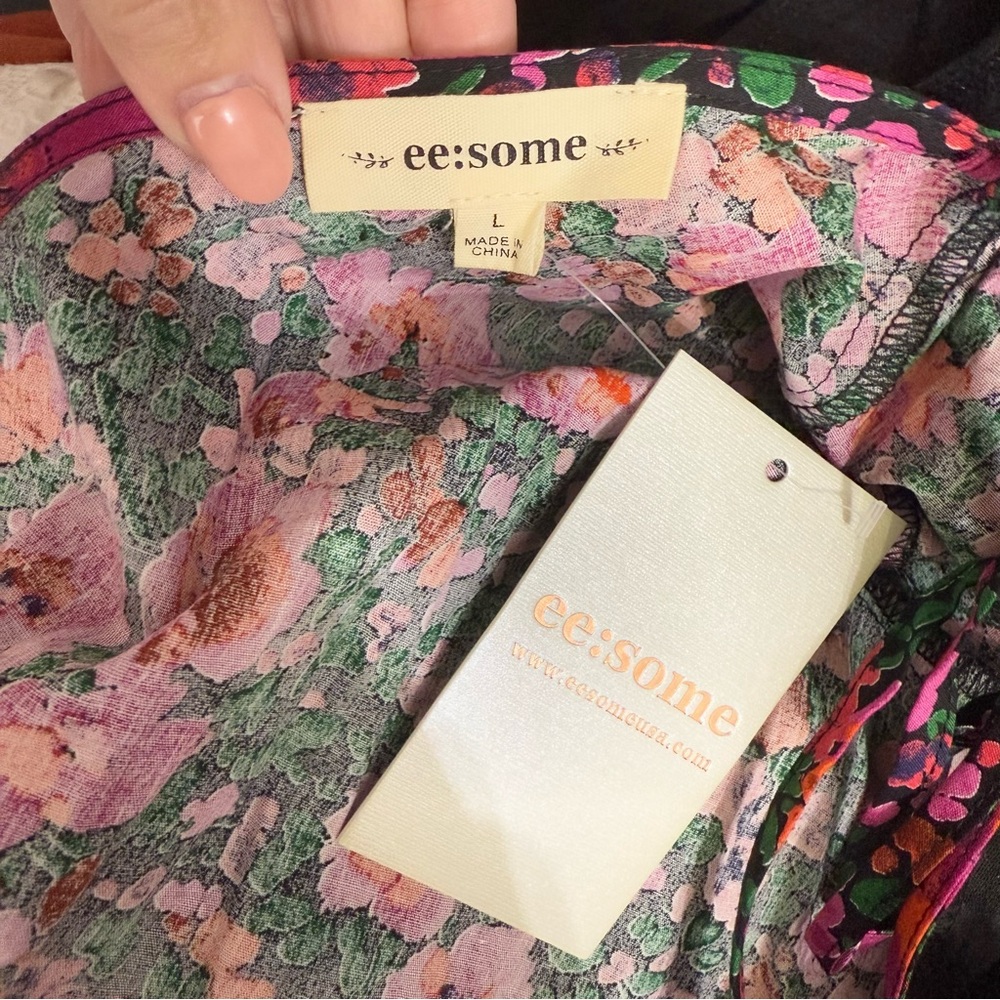 eesome floral pink body suit NWT size L - Picture 9 of 11